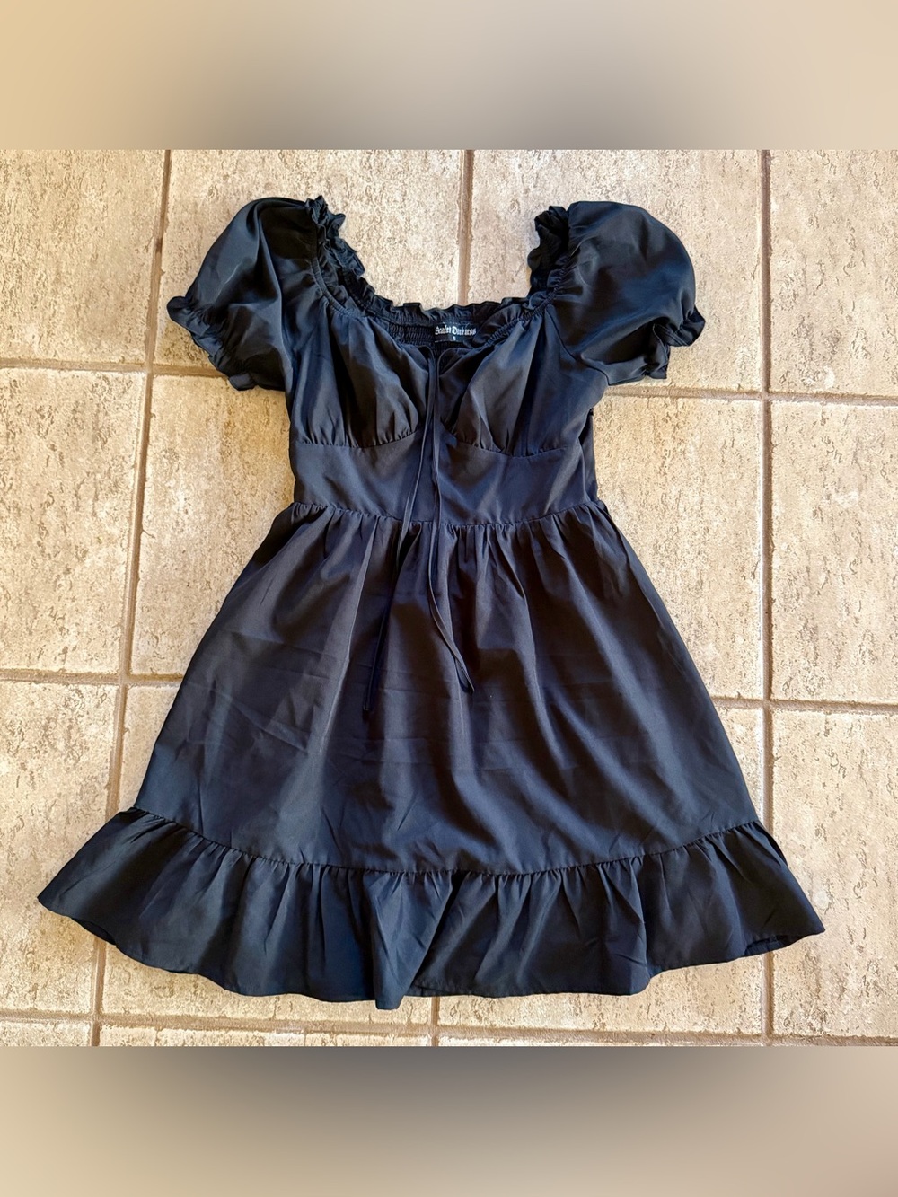 Scarlet Darkness Black Puff Sleeve Mini Dress Small Gothic Fit Flare Witchy Fall